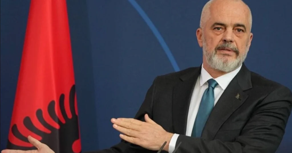 edi rama perplaset me eurodeputetit britanik, Nigel Farage