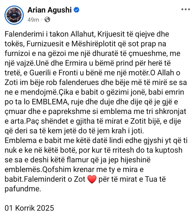 Këngëtari I Njohur Bëhet Baba Për Herë Të Tretë, Emri Që Ka Zgjedhur Për Vajzën Do Ju Lë Pafjale!