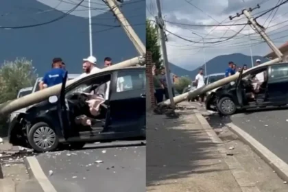 Aksident i rëndë në Paskuqan! Makina përpIaset me shtyllën elektrike, shoferi...
