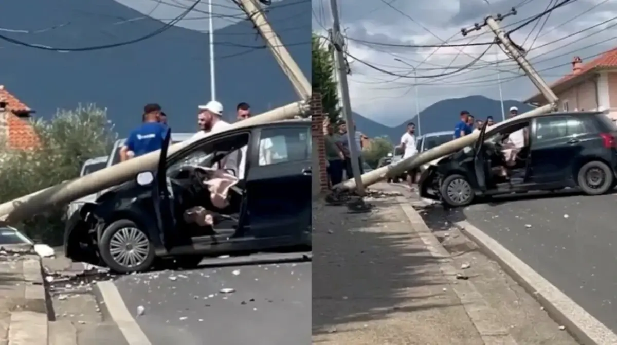 Aksident i rëndë në Paskuqan! Makina përpIaset me shtyllën elektrike, shoferi...