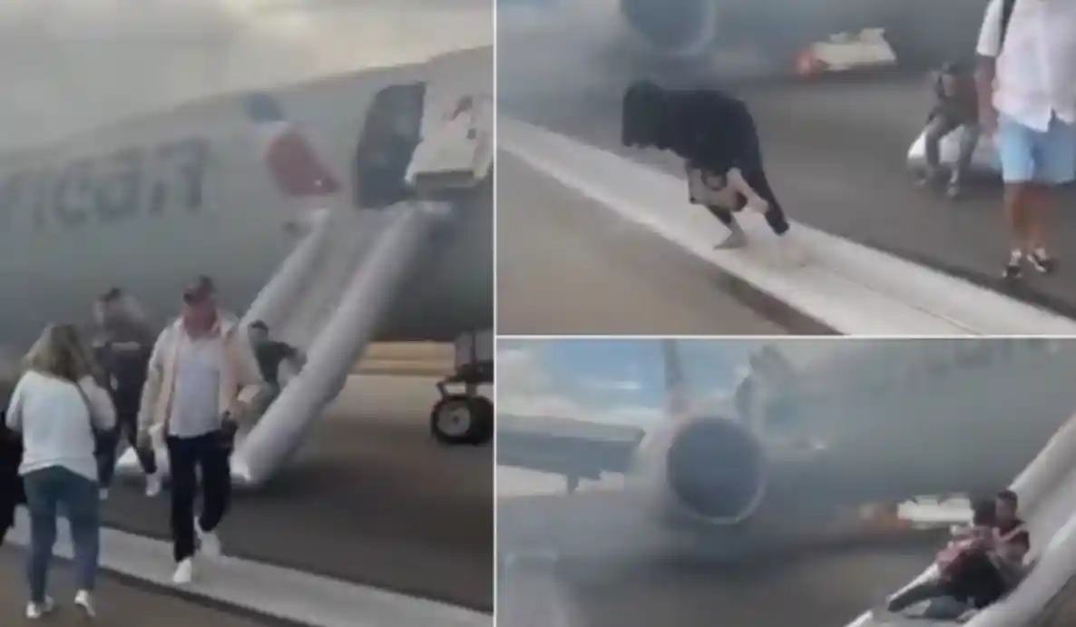 Panik në aeroport/ Avioni pëson defekt, pasagjerët evakuohen përmes ‘rrëshqitëseve emergjente’